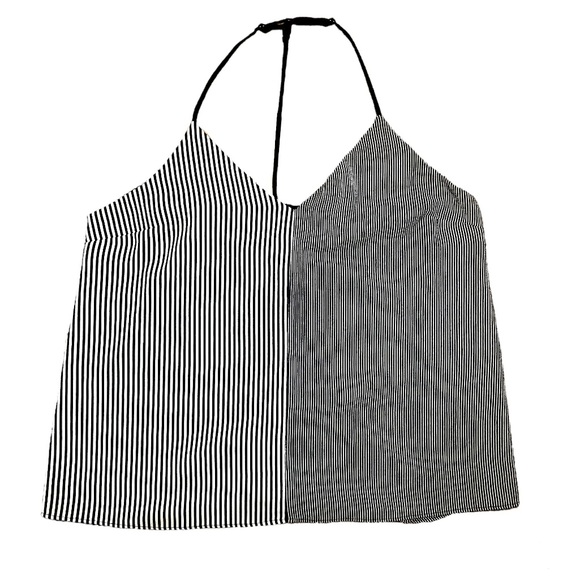 Socialite Black and White Striped Top - Size Large - Picture 1 of 7